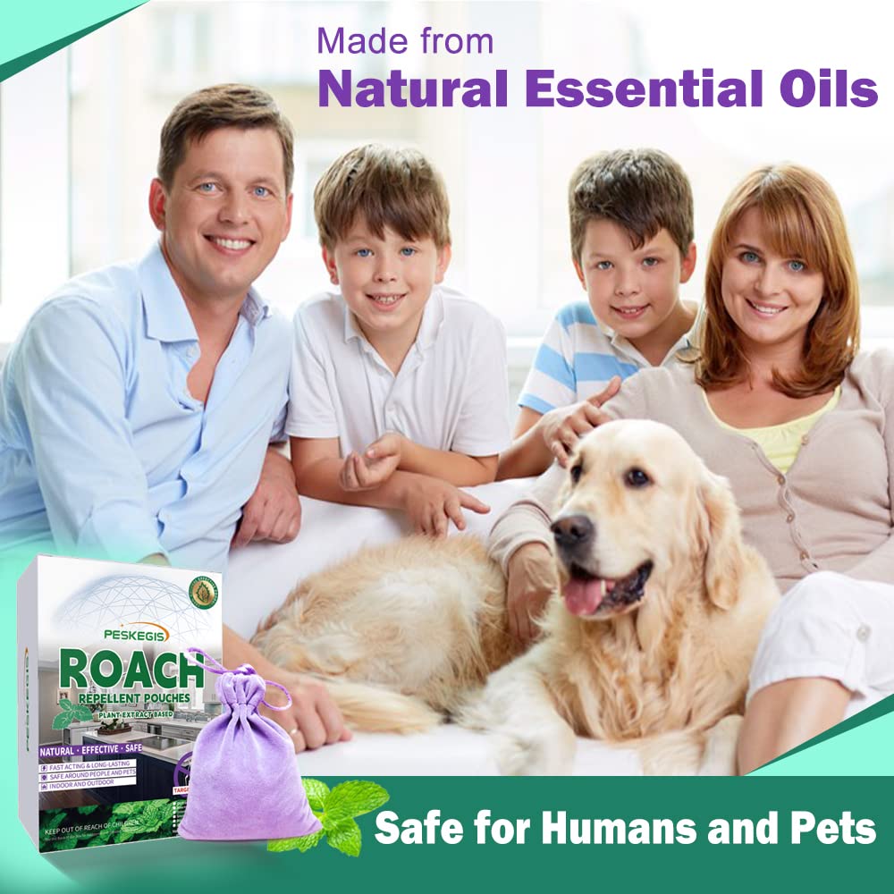 10 Pack Roach Repellent for Home, Natural Ingredients Roach Repellent Indoor Safe for Children and Pets, Environmentally Friendly Pest Control Pouches Provide Long-Lasting Protection