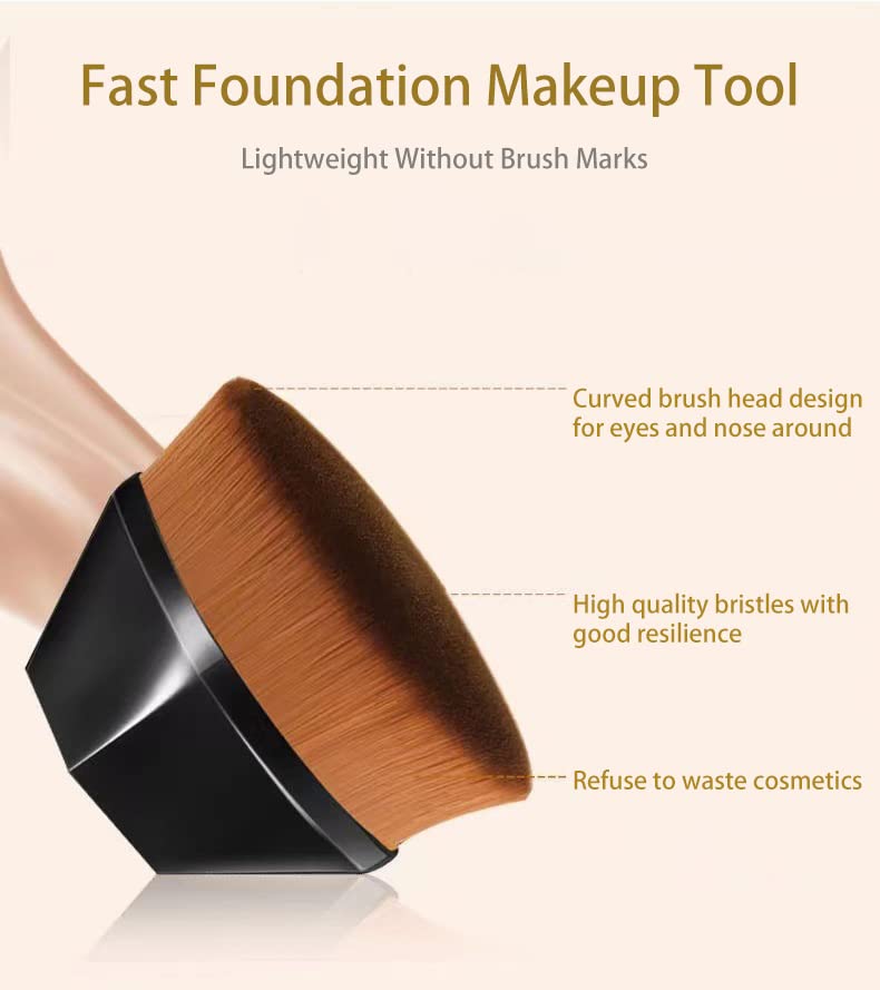 Foundation Makeup Brush for Blending Liquid, Cream Concealer or Flawless Cosmetics,makeup brushes with Bonus Protective Case, liquid foundation brush for face,foundation brush for liquid makeup(Black)