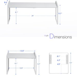 Nxconsu Cabinet Shelf Expandable Height Adjustable Organizer Riser for Kitchen Cabinet Pantry Cupboard Under Sink Countertop Organization Storage Space Saver Stackable Heavy Duty Metal White