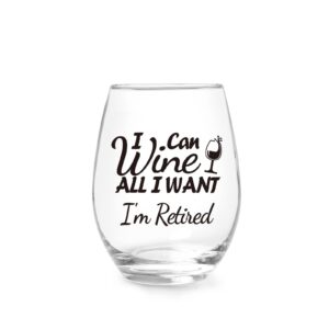 jogskeor retirement gifts stemless wine glass, funny retired wine glass for coworker, boss, teacher, doctor, parents, family or best friend, 15oz