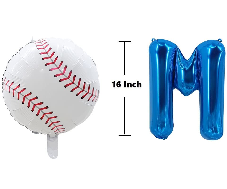 Blue Baseball Home Run Banner Balloons - Home Run Letter Foil Balloon - Soft Ball Sport Match Birthday Party Balloon Decoration