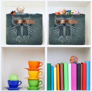 ALAZA Retro Owl Floral Ethnic Large Storage Basket with Handles Foldable Decorative 1 Pack Storage Bin Box for Organizing Living Room Shelves Office Closet Clothes