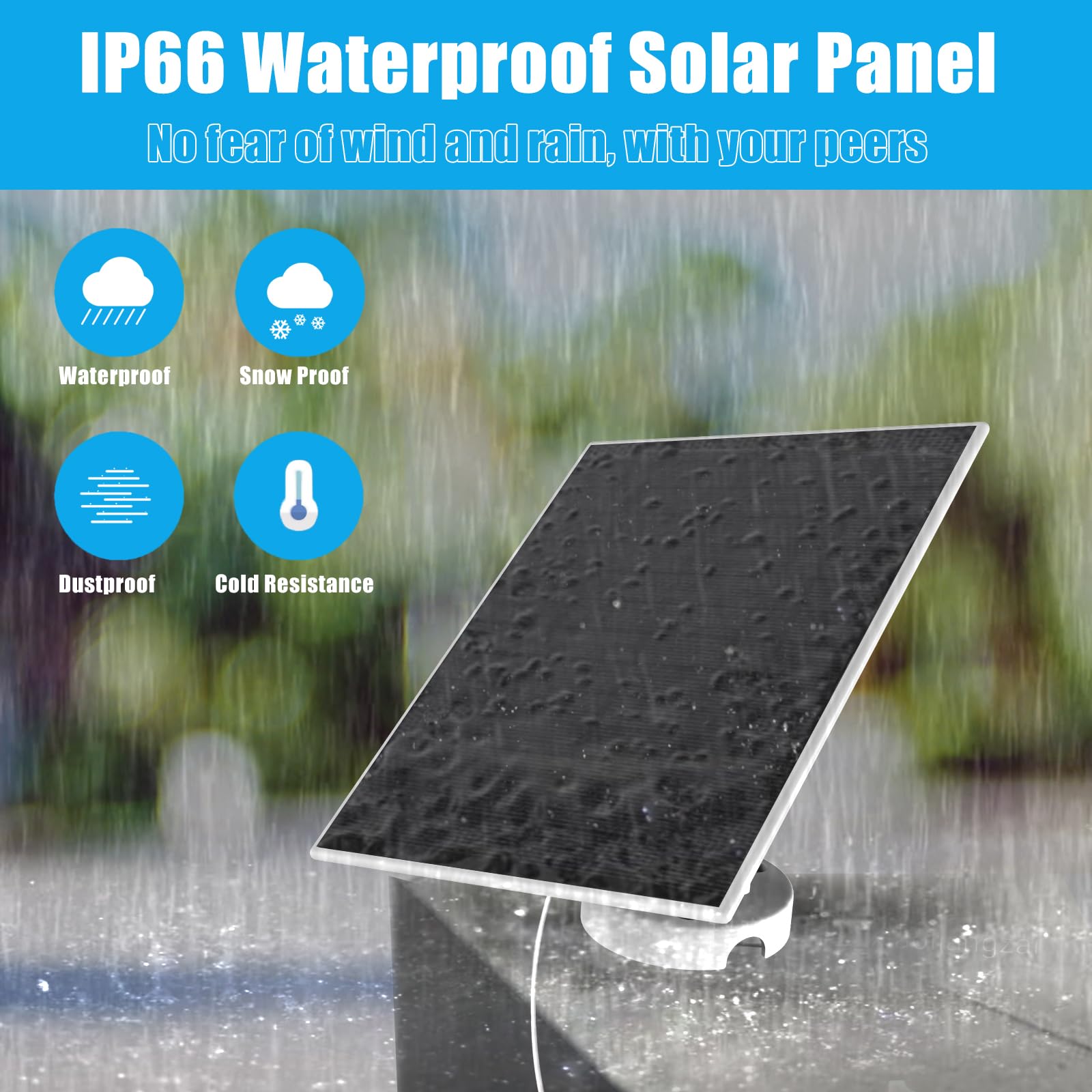 Solar Panel for Security Camera,6W USB Solar Panel for Cameras DC 5V, Camera Solar Panel Charger Micro USB & USB-C, IP65 Waterproof USB Solar Panel Charger for Camera with360°Adiustable Mounting