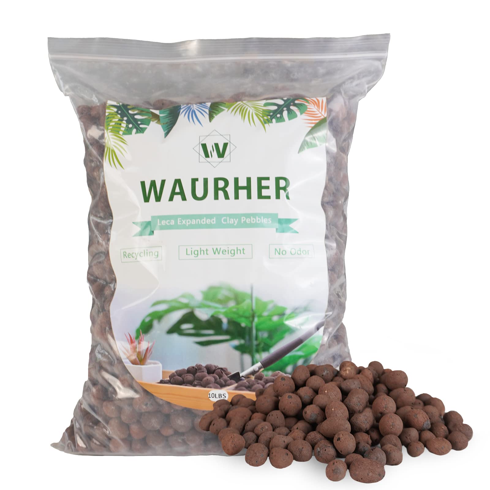 WAURHER Leca Expanded Clay Pebbles 10LBS Grow Media for Indoor Plants Hydroponic Growing Gardening System Supplies …