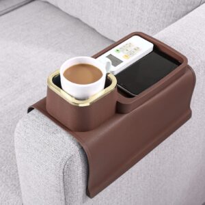 hmasyo couch cup holder tray - silicone sofa armrest table couch drink holder and tray organizer for remote snacks cellphone, anti-spill anti-slip design, gifts for family mom dad grandma