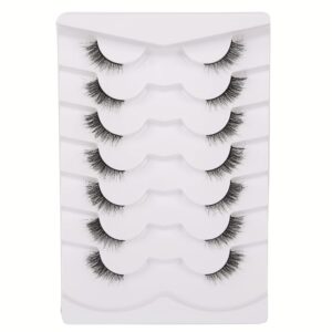gmagictobo fluffy half lashes wispy short false eyelashes natural look cat eye lashes pack 3d criss-crossed lashes strips 7 pairs multipack