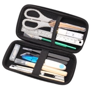 milusong 9-in-1 basic portable tools kit includes scissors, utility knife, craft knife, ruler, tape measure, sewing scissors, tweezers toos set for home and office