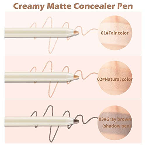 Boobeen Concealer Pencil, Contour Highlighter Stick Makeup Waterproof Full Coverage Foundation Multi-use Creamy Matte Concealer Pen with Sponge Brush Head