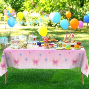 Butterfly Tablecloth 2 Pack Pastel Plastic Tablecloth Butterfly Table Cloth Disposable Butterfly Table Cover for Butterfly Baby Shower Decorations Spring Theme Birthday Party Supplies, 108 x 54 Inch