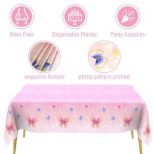 Butterfly Tablecloth 2 Pack Pastel Plastic Tablecloth Butterfly Table Cloth Disposable Butterfly Table Cover for Butterfly Baby Shower Decorations Spring Theme Birthday Party Supplies, 108 x 54 Inch