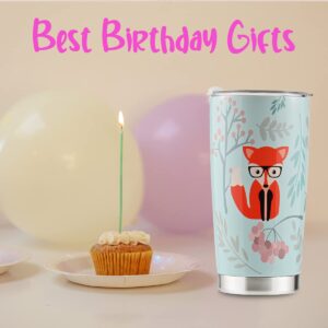 HIPOODAN Fox Gifts for Women, Birthday Gifts for Fox Lover, Mothers Day Gifts for Fox Mom- Best Friend Funny Gifts for Women Birthday Christmas 20oz Stainless Steel Fox Tumbler