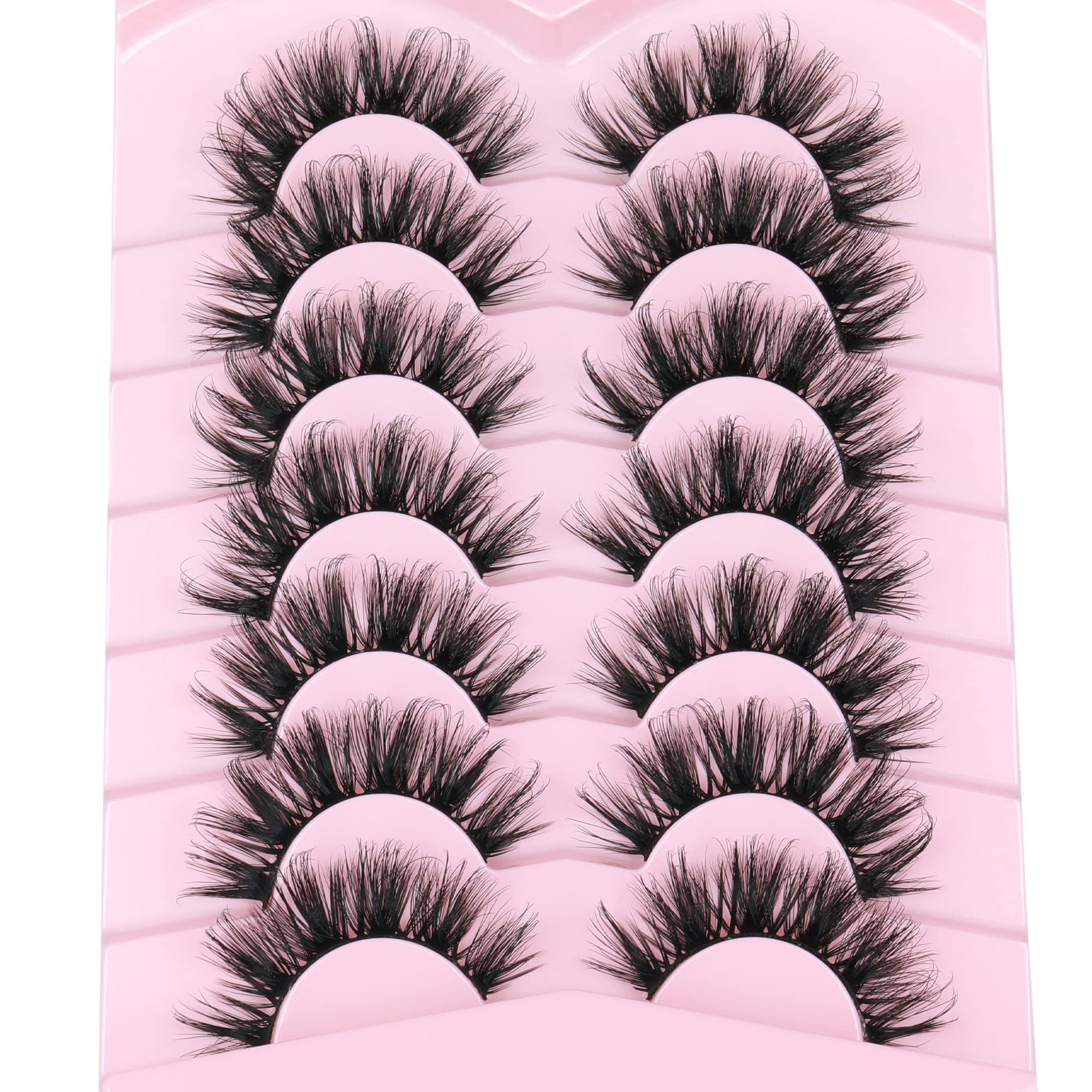 Half False Eyelashes Natural Look Lashes Cat Eye Lashes Wispy Eyelashes with Clear Band 3D Curly Fake Lashes Pack by Focipeysa