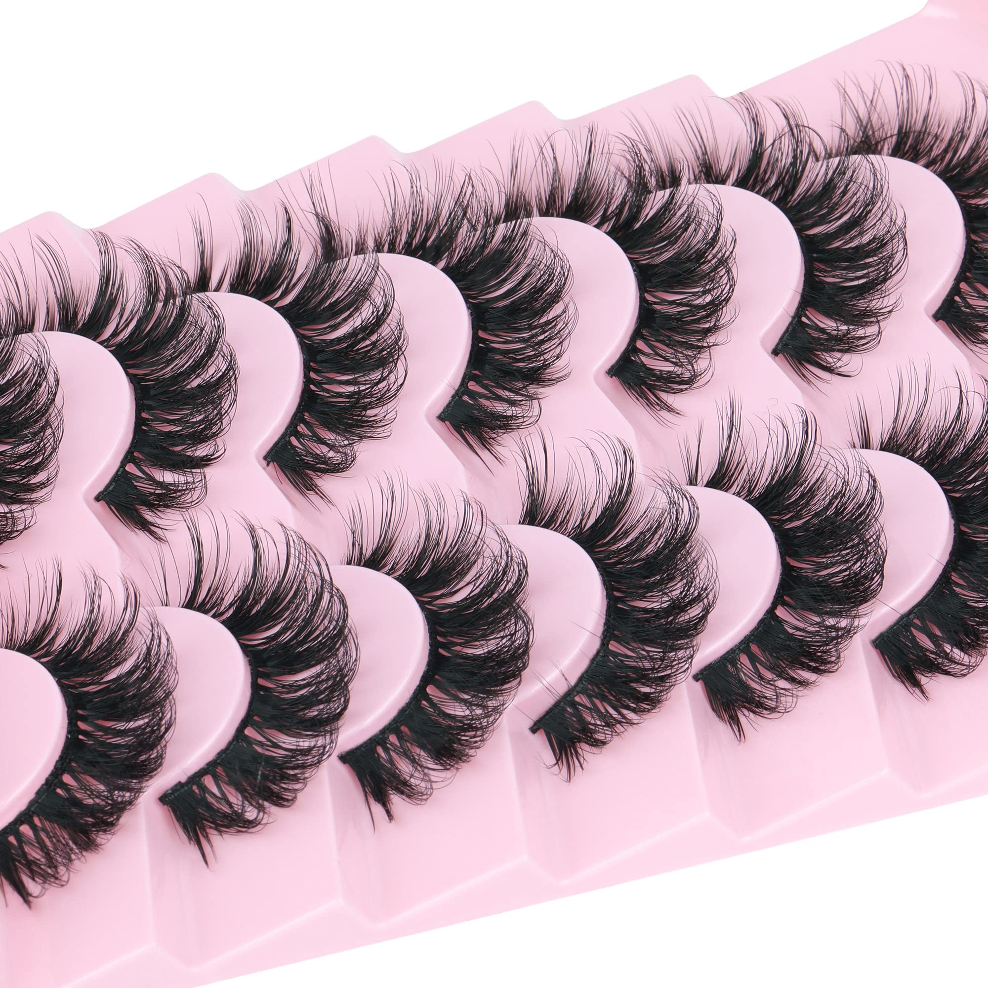 Half False Eyelashes Natural Look Lashes Cat Eye Lashes Wispy Eyelashes with Clear Band 3D Curly Fake Lashes Pack by Focipeysa