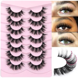 Half False Eyelashes Natural Look Lashes Cat Eye Lashes Wispy Eyelashes with Clear Band 3D Curly Fake Lashes Pack by Focipeysa