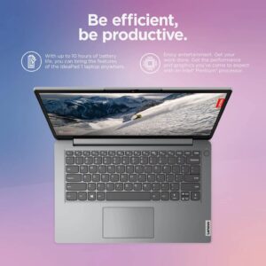 Lenovo Newest IdeaPad 1i 14inch HD Laptop, Intel Quad-Core Processor, 4GB RAM, 256GB Storage(128GB eMMC + 128GB SD Card), 1 Year Microsoft 365, WiFi 6, Webcam, HDMI, 10Hr Battery Life, Win 11 S