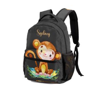 Deven Cute Leaf Monkey Black Personalized Kids Backpack for Boy/Girl Teen Primary School Daypack Travel Bag Bookbag