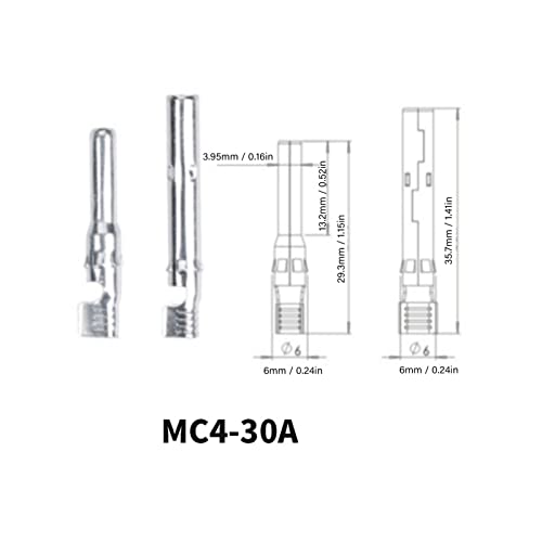 PV Connector, Copper Pins Tinned Solar Panel Cable Connector Waterproof 12pcs PPO Keyed for Industry (1500V-30A)