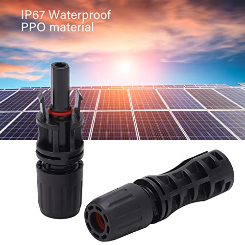 PV Connector, Copper Pins Tinned Solar Panel Cable Connector Waterproof 12pcs PPO Keyed for Industry (1500V-30A)