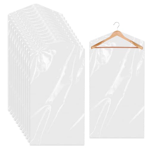 20 Pack Garment Bags for Hanging Clothes Plastic Garment Bags Clear Clothes Covers Dry Cleaner Bags Hanging Dust-proof Garment Bags for Dry Cleaner, Home Storage, Travel (60x90cm)