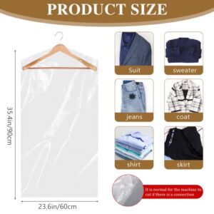 20 Pack Garment Bags for Hanging Clothes Plastic Garment Bags Clear Clothes Covers Dry Cleaner Bags Hanging Dust-proof Garment Bags for Dry Cleaner, Home Storage, Travel (60x90cm)