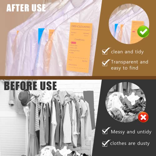 20 Pack Garment Bags for Hanging Clothes Plastic Garment Bags Clear Clothes Covers Dry Cleaner Bags Hanging Dust-proof Garment Bags for Dry Cleaner, Home Storage, Travel (60x90cm)