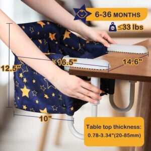 Hook On Chair, Folding Fast Table Chair with Storage Bag, Washable Clip-On High Chair for Babies and Toddlers, Portable Baby Feeding Seat Attach to Table for Home and Travel, Navy