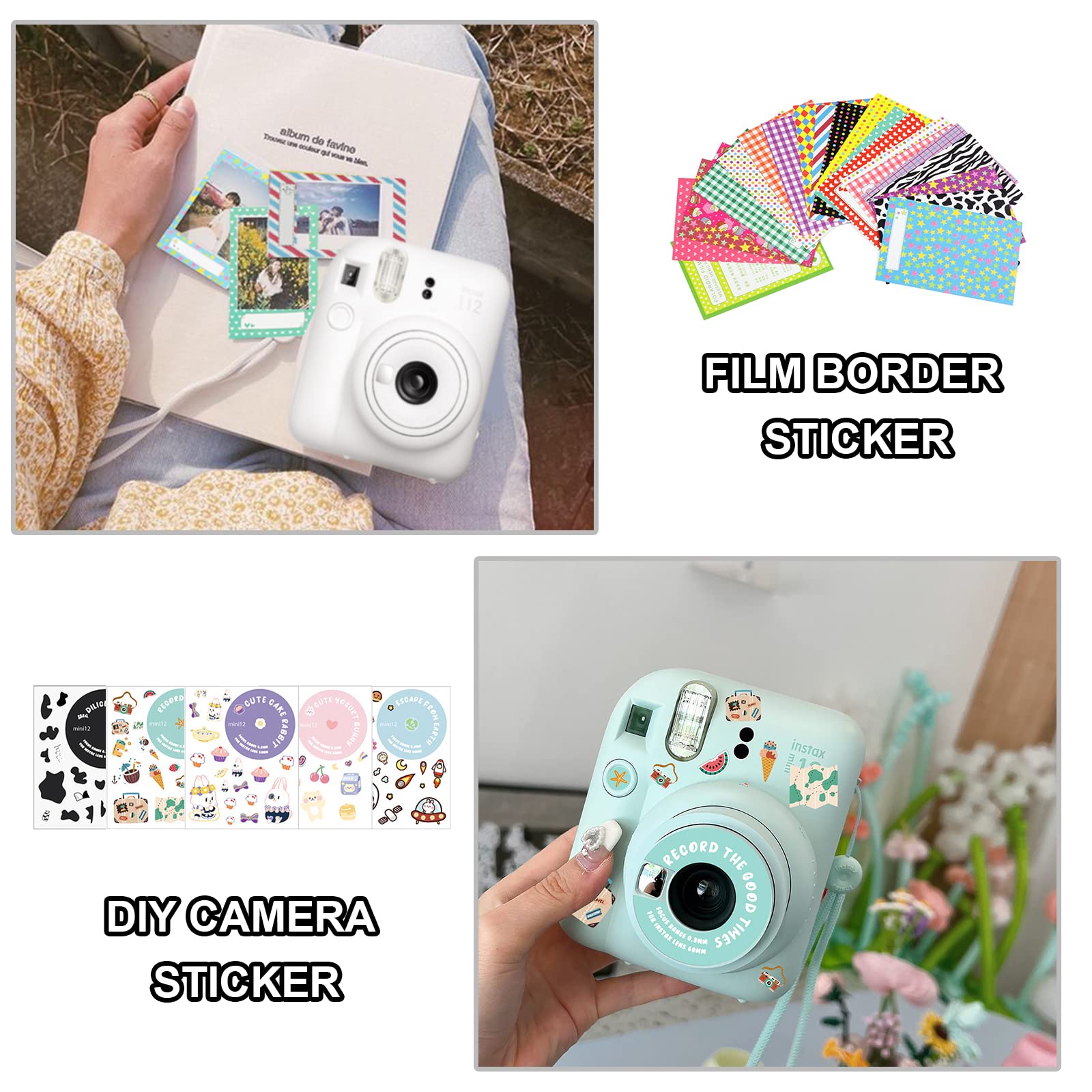 CAIYOULE Accessories for Fuji Instax Mini 12 Camera, Accessory Bundle Include PU Leather 12 Case, Mini Picture Album, Frames, DIY Stickers, Color Filter (No Camera) - Lilac Purple