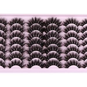 Mink Lashes Fluffy False Eyelashes Dramatic Mink Lashes with False Eyelash Applicator 3D Curly Fake Eyelashes 18-22mm 3 Different Style 21 Pairs Eye Lashes Pack by FANXITON