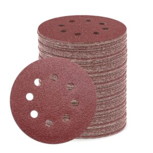 zehiq 110pcs 5 inch sanding disc 40 grit, 8 hole hook and loop sandpaper round sanding pads random orbital sander paper for automotive and wood working