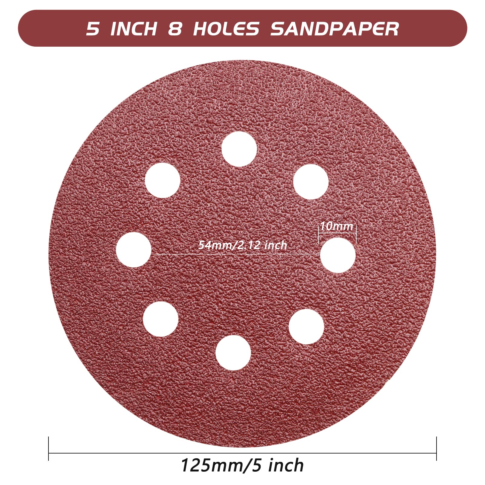 ZEHIQ 110pcs 5 Inch Sanding Disc 40 Grit, 8 Hole Hook and Loop Sandpaper Round Sanding Pads Random Orbital Sander Paper for Automotive and Wood Working