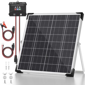 voltset 20w solar panel battery trickle charger maintainer + upgrade 10a mppt charge controller + adjustable mount bracket, 12v waterproof solar panel trickle charging kit for car rv boat motorcycle