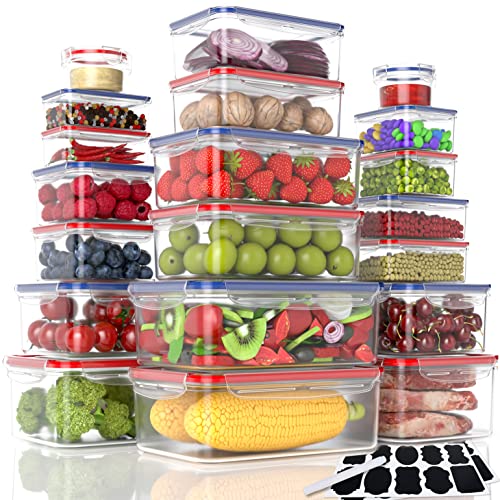 AdanZst 40-Piece Reusable Food Storage Containers with Lids Airtight, 100% Leakproof Plastic Meal Prep Storage Food Grade Kitchen Organizer, Stackable Freezer Containers, Microwave & Dishwasher Safe