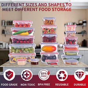 AdanZst 40-Piece Reusable Food Storage Containers with Lids Airtight, 100% Leakproof Plastic Meal Prep Storage Food Grade Kitchen Organizer, Stackable Freezer Containers, Microwave & Dishwasher Safe