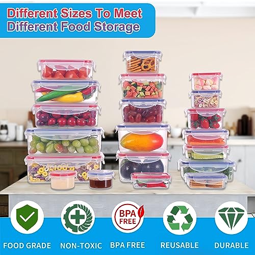 AdanZst 40-Piece Reusable Food Storage Containers with Lids Airtight, 100% Leakproof Plastic Meal Prep Storage Food Grade Kitchen Organizer, Stackable Freezer Containers, Microwave & Dishwasher Safe