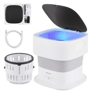portable washing machine, updated small washer (2 blue light & silver ion design), foldable mini washer, for underwear, socks, baby clothes, towels, delicate items (not automatically)