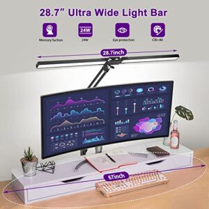 Led Desk Lamp with Clamp and Stand, Double Head LED Desk Lamp, 24W Brightest Led Workbench Office Light Desk Lamps for Home Office, Eye-Caring Architect Desk Light for Monitor Studio Reading