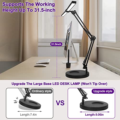 Led Desk Lamp with Clamp and Stand, Double Head LED Desk Lamp, 24W Brightest Led Workbench Office Light Desk Lamps for Home Office, Eye-Caring Architect Desk Light for Monitor Studio Reading