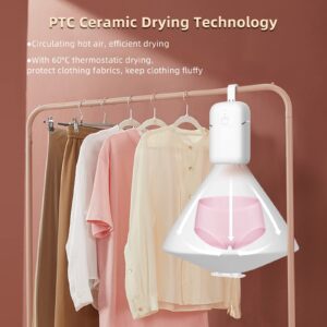 TJ. Portable Clothes Dryer, Mini Clothes Dryer Machine, Small Portable Dryer for Clothes with PTC Drying & UV Function, 1H/2H Timer for Underwear, Socks, Swimwear, Baby and Pet Clothes, White