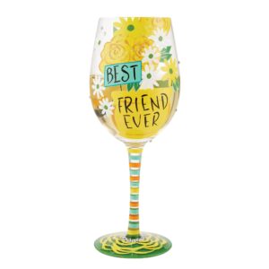 Enesco Designs by Lolita Best Friend Ever Hand-Painted Artisan Wine Glass, 15 Ounce, Multicolor