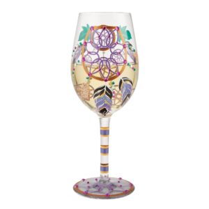 Enesco Designs by Lolita Dreamcatcher Hand-Painted Artisan Wine Glass, 15 Ounce, Multicolor