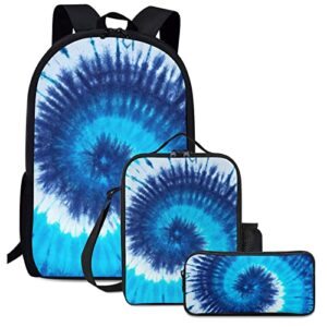acvbaty tie dye school backpack for boys, classic cute kids backpack set with lunch box pencil case, aesthetic lightweight school bookbag set for teen boy elementary high school student