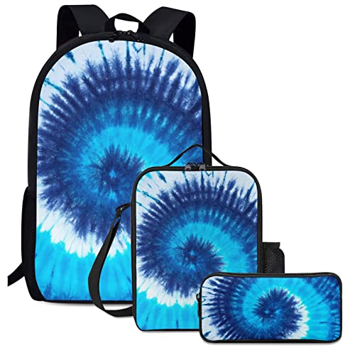 Acvbaty Tie Dye School Backpack for Boys, Classic Cute Kids Backpack Set with Lunch Box Pencil Case, Aesthetic Lightweight School Bookbag Set for Teen Boy Elementary High School Student