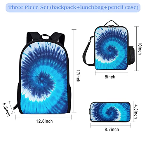 Acvbaty Tie Dye School Backpack for Boys, Classic Cute Kids Backpack Set with Lunch Box Pencil Case, Aesthetic Lightweight School Bookbag Set for Teen Boy Elementary High School Student