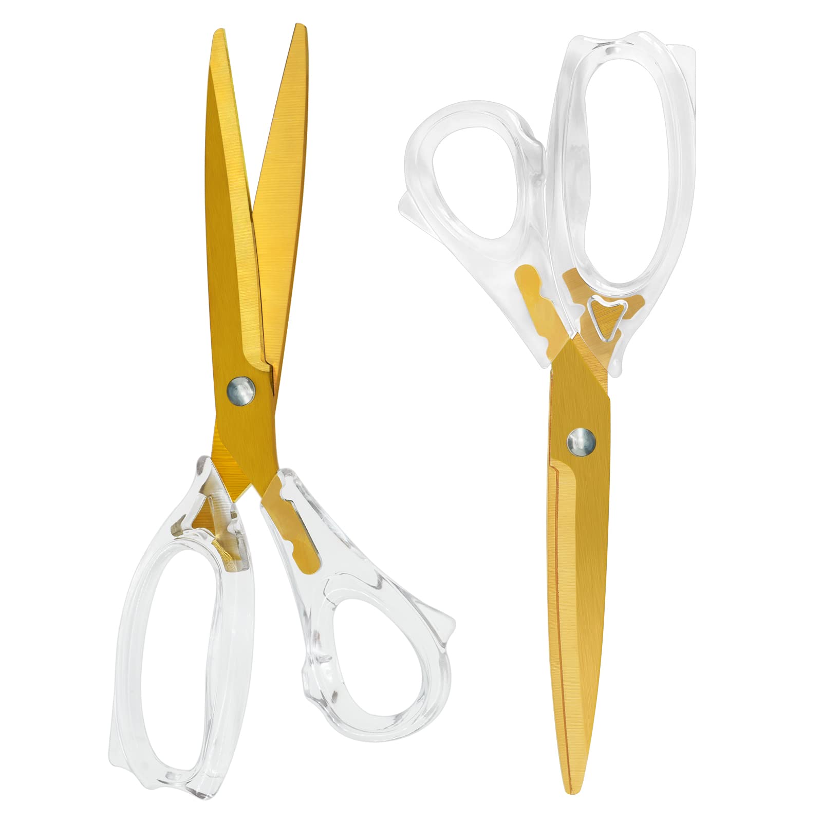 Premium Gold Scissors Set,Sewing Fabric Scissors Heavy Duty Titanium Scissors all Purpose,Acrylic Comfort-Grip Handles Craft Scissors for Office Home School Crafting Scissors 2 Pack 8.5 inch