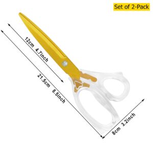 Premium Gold Scissors Set,Sewing Fabric Scissors Heavy Duty Titanium Scissors all Purpose,Acrylic Comfort-Grip Handles Craft Scissors for Office Home School Crafting Scissors 2 Pack 8.5 inch