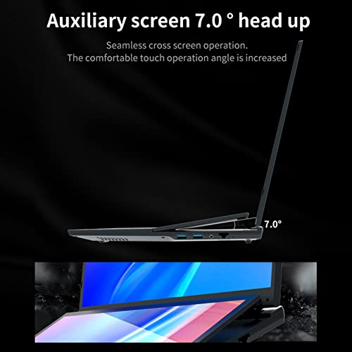 Acogedor 16in 1920x1200 HD Laptop for Win 10/11, with 14inch Full HD Touch Sub Screen, 16GB + 256GB, AAS Plus Wind Tunnel Technology, Double Hard Disk, 13600mAh Battery