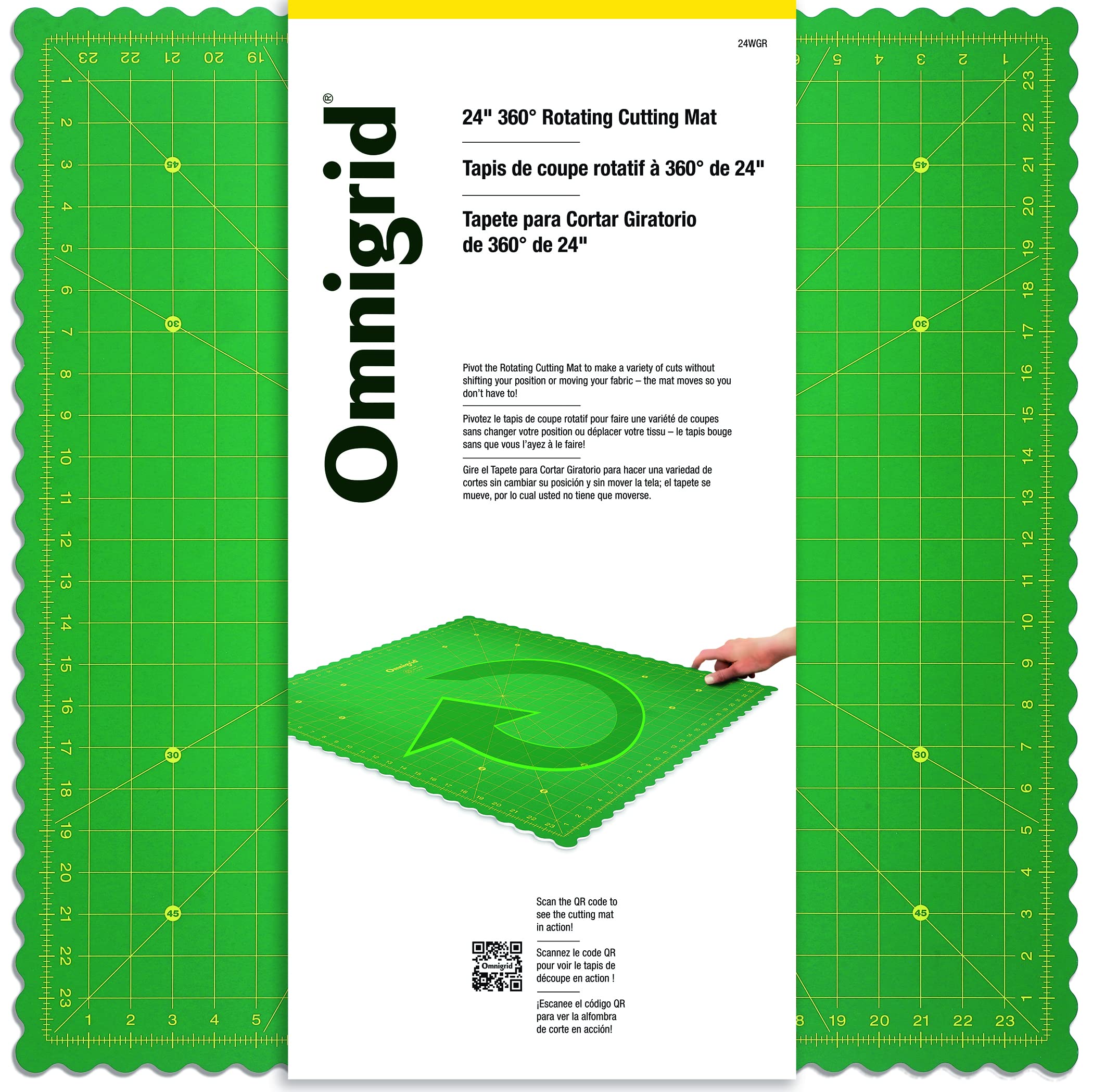 Omnigrid Square Rotate Cut Mat 360, 24 in Notion, Green