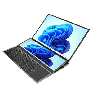 double screen laptop for windows 10 11, 16in hd main screen, 14in touch sub screen, for intel for core i7 processor, 32gb + 256gb, full size numeric keyboard, 13600mah battery