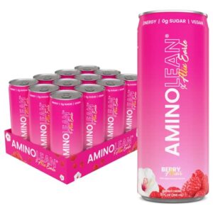 rsp nutrition aminolean berry alixir energy drink - sugar free amino energy with no jitters, tingles, or crash, vegan amino acids 12 pack