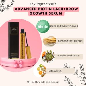 Eyelash Growth Serum Physician Developed, Advanced Biotin for Fuller, Longer, Thicker & Healthier Natural Lashes; Lash Extensions Safe, Oil-free, Irritation free, 5ml Plant-Based